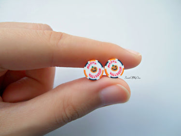 Happy Halloween Pumpkin Sliced Rock Candy Stud Earrings - SweetsOfMyOwn